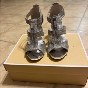 Micheal Kors Sparkle Zip Front Women’s Sandal - Silver